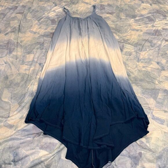 Knox Rose Blue and White Ombré Crepe Handkerchief Shift Rayon Lined Dress Sz XXL - Picture 6 of 6